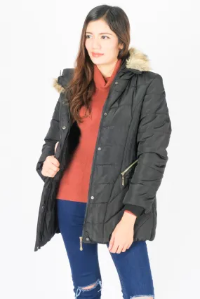 เสื้อโค้ทดาวน์ทรงสลิมบุขนหนาพิเศษ - Windproof Thick Chevron Down Coat