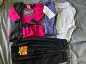 12m|cheetah sweat dress W/tights, pants,dad set - size Kids Clothing:        12 Months