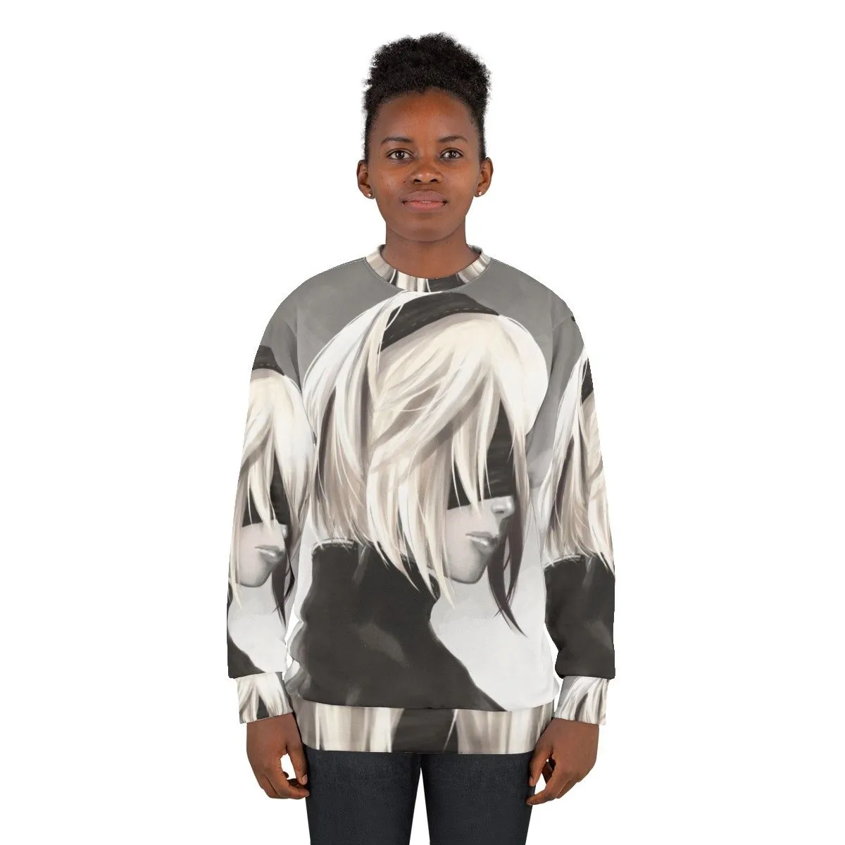 2B Nier Automata Sweatshirt - Fanart Digital Illustration