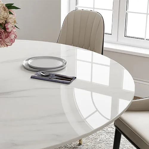 35.5"Modern Glossy Sintered Stone Top Round Dining Table