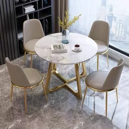 35.5"Modern Glossy Sintered Stone Top Round Dining Table