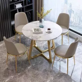 35.5"Modern Glossy Sintered Stone Top Round Dining Table