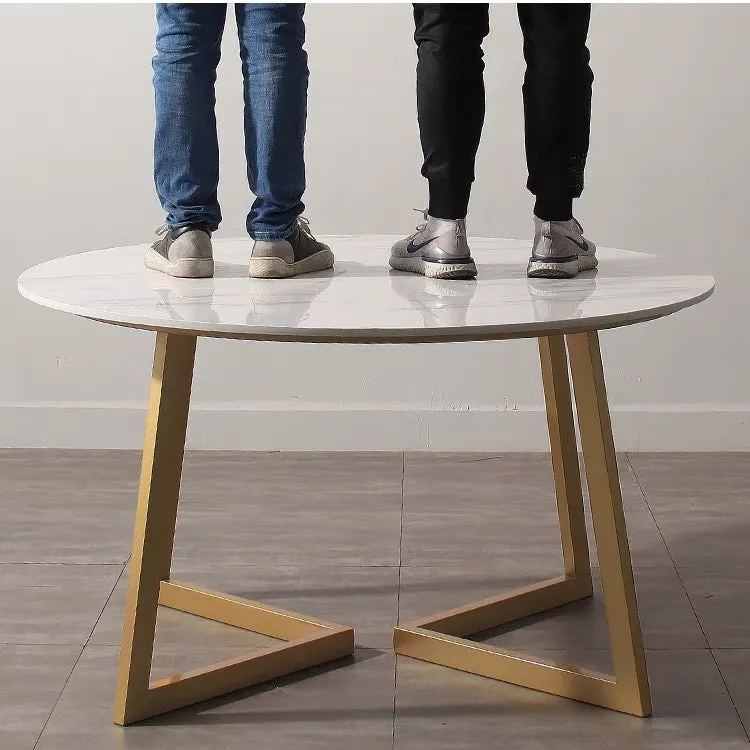 35.5"Modern Glossy Sintered Stone Top Round Dining Table