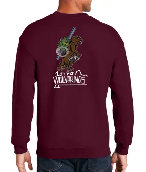 50-50 Blend Maroon Crewneck Unisex Sweatshirt (Color Design). This shirt IS approved for PT.