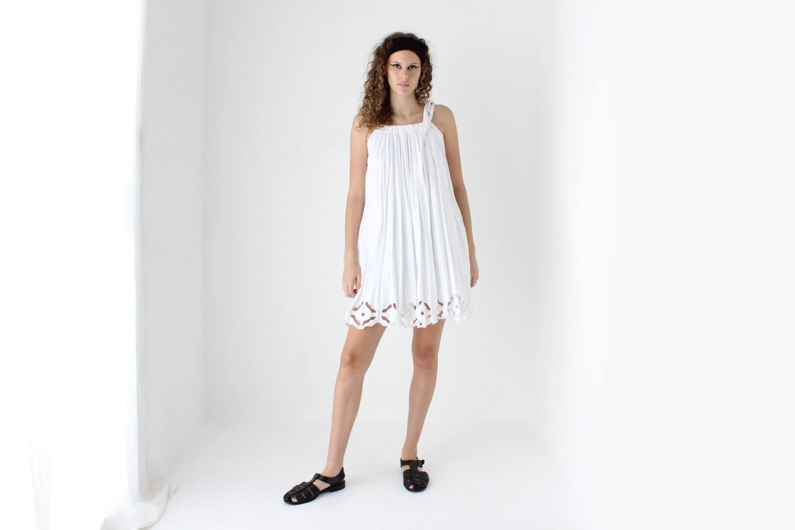 90s Cotton 'Paper Cut Out' Voluminous Trapeze Mini