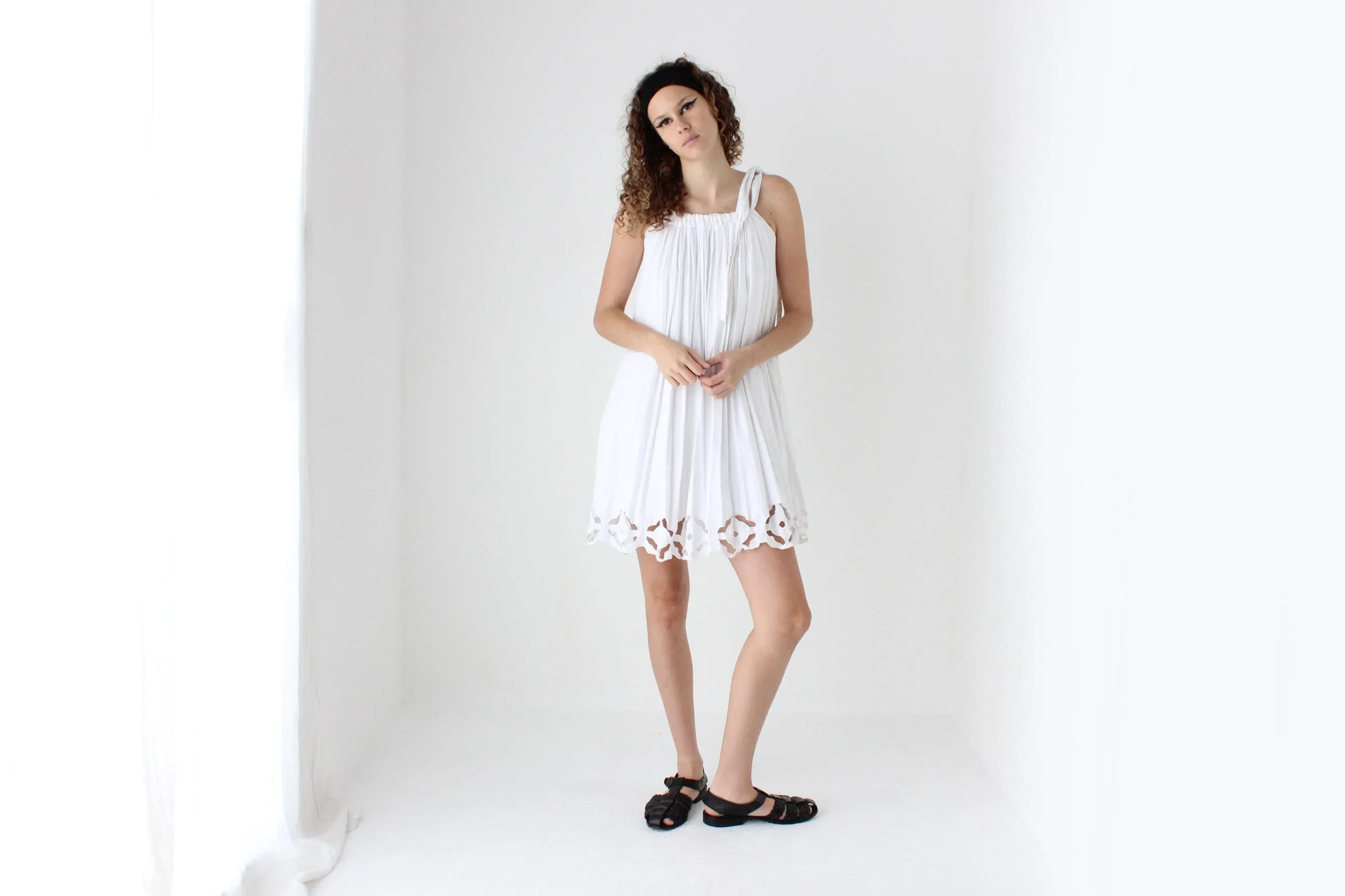 90s Cotton 'Paper Cut Out' Voluminous Trapeze Mini