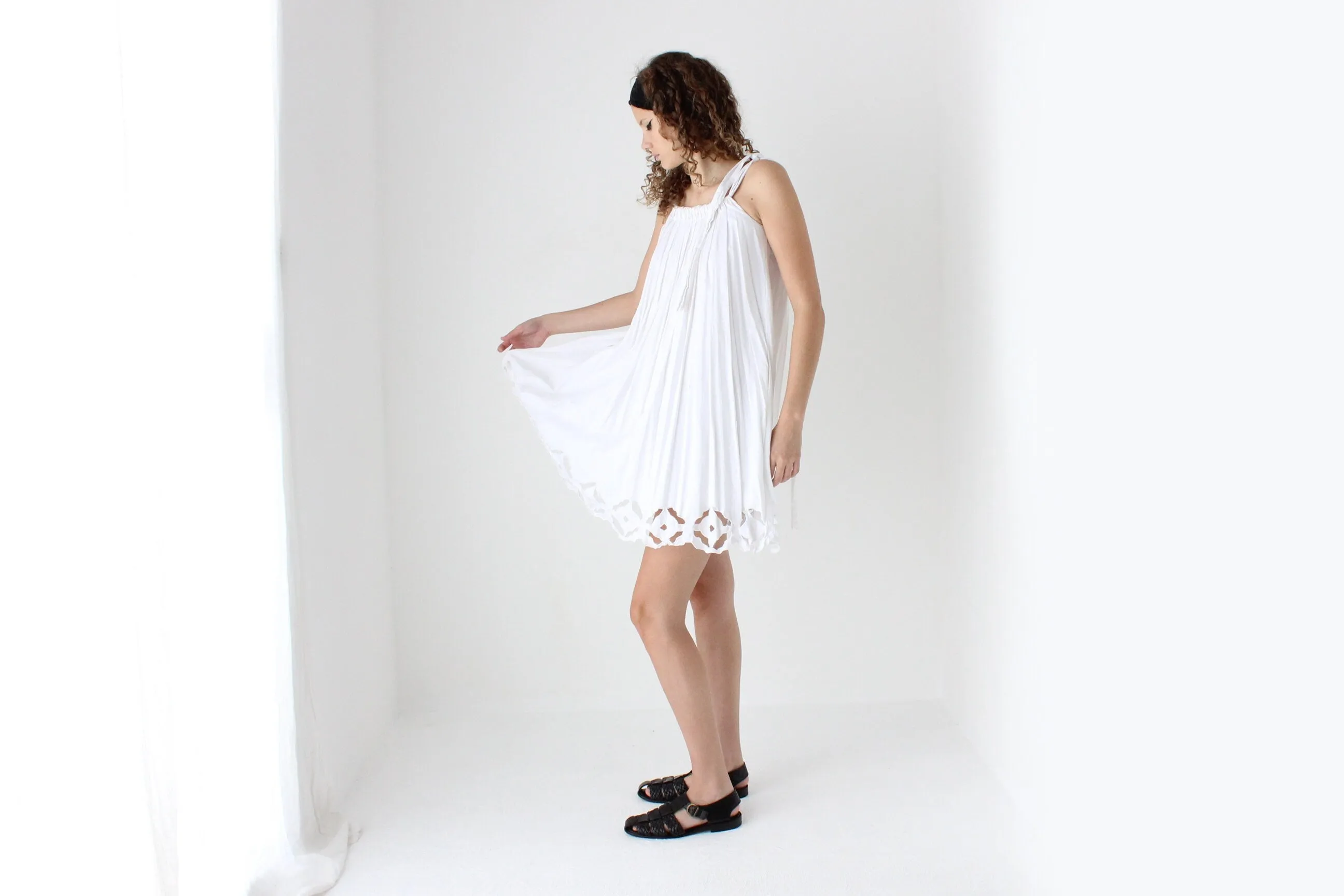90s Cotton 'Paper Cut Out' Voluminous Trapeze Mini
