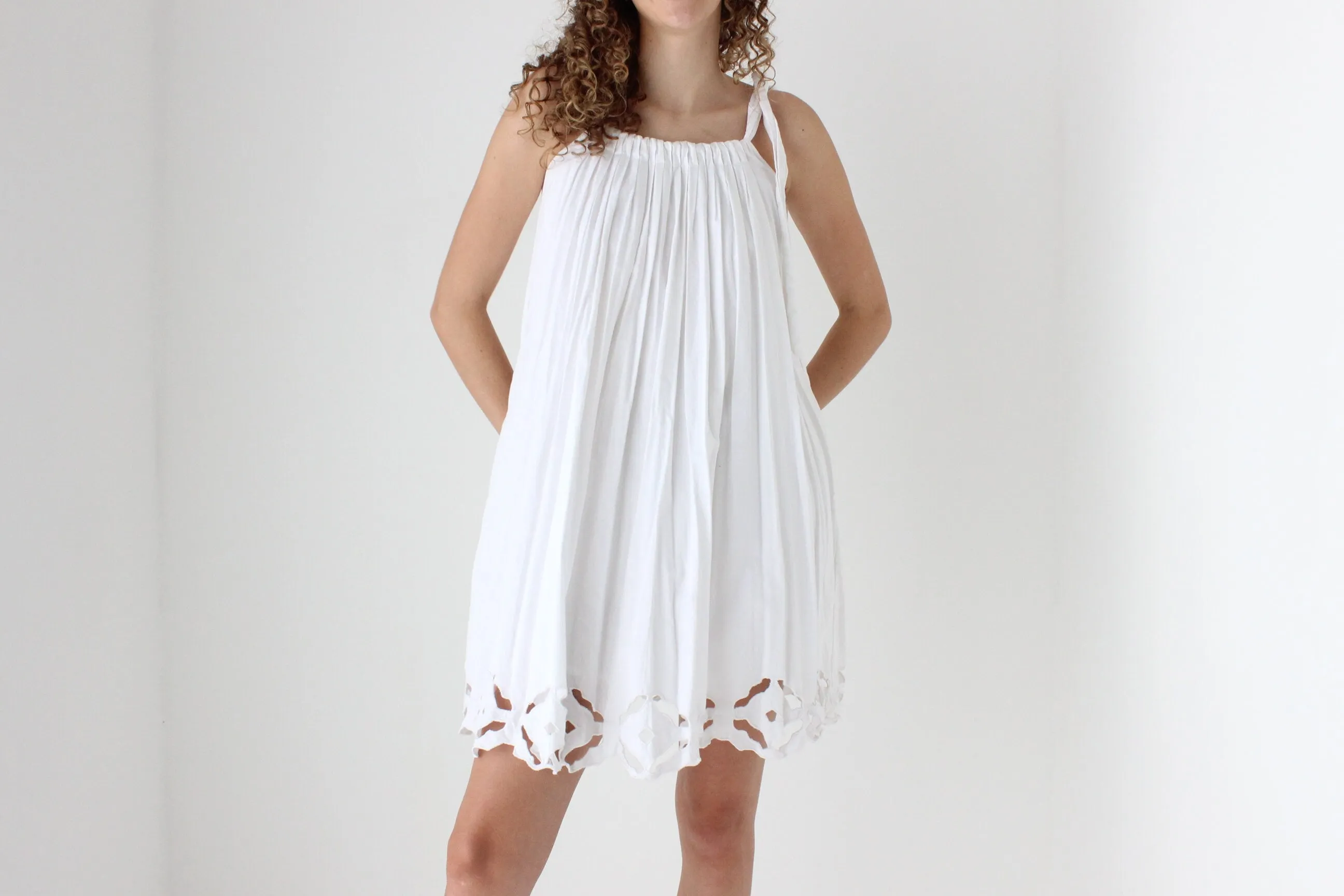 90s Cotton 'Paper Cut Out' Voluminous Trapeze Mini
