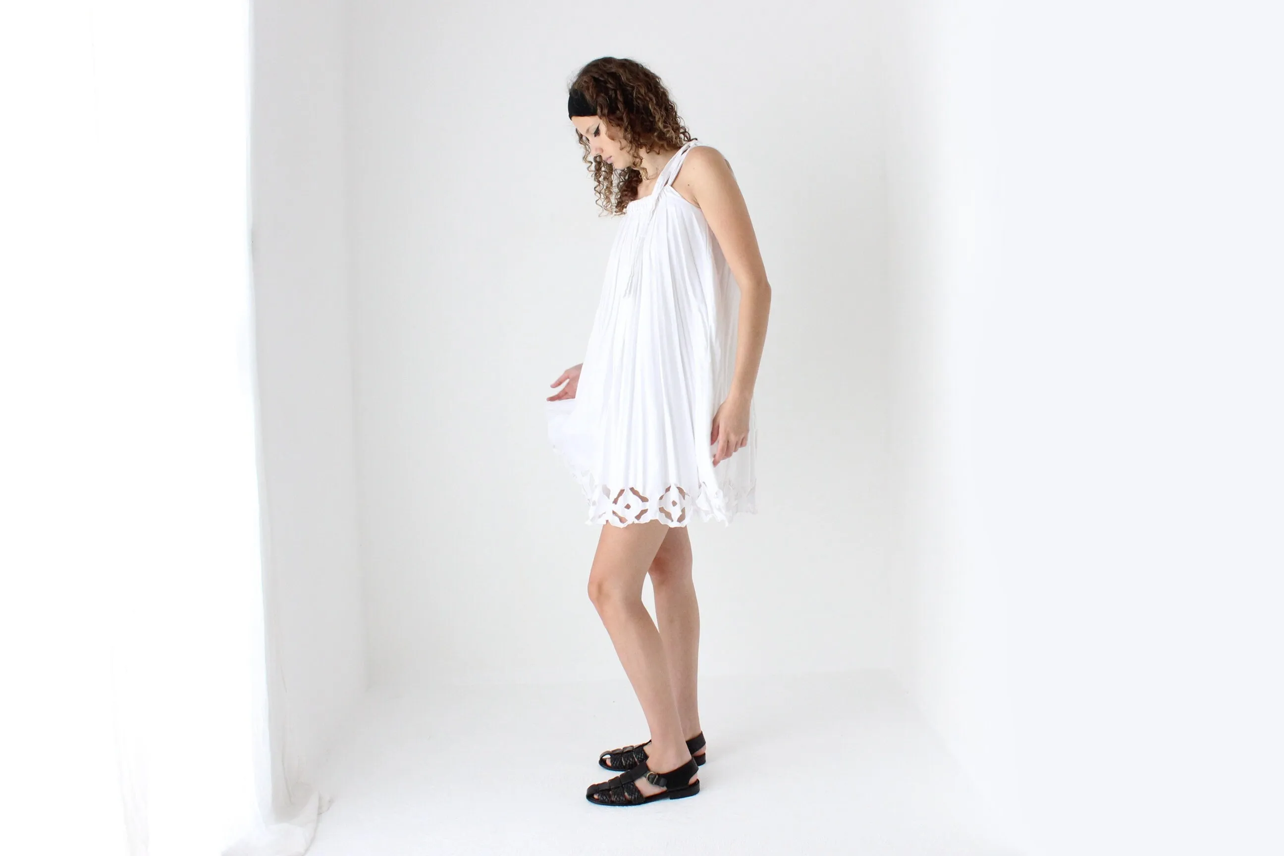 90s Cotton 'Paper Cut Out' Voluminous Trapeze Mini