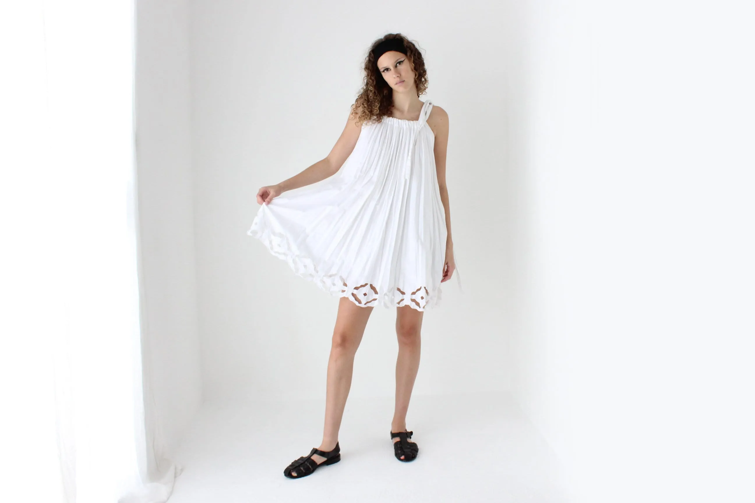 90s Cotton 'Paper Cut Out' Voluminous Trapeze Mini
