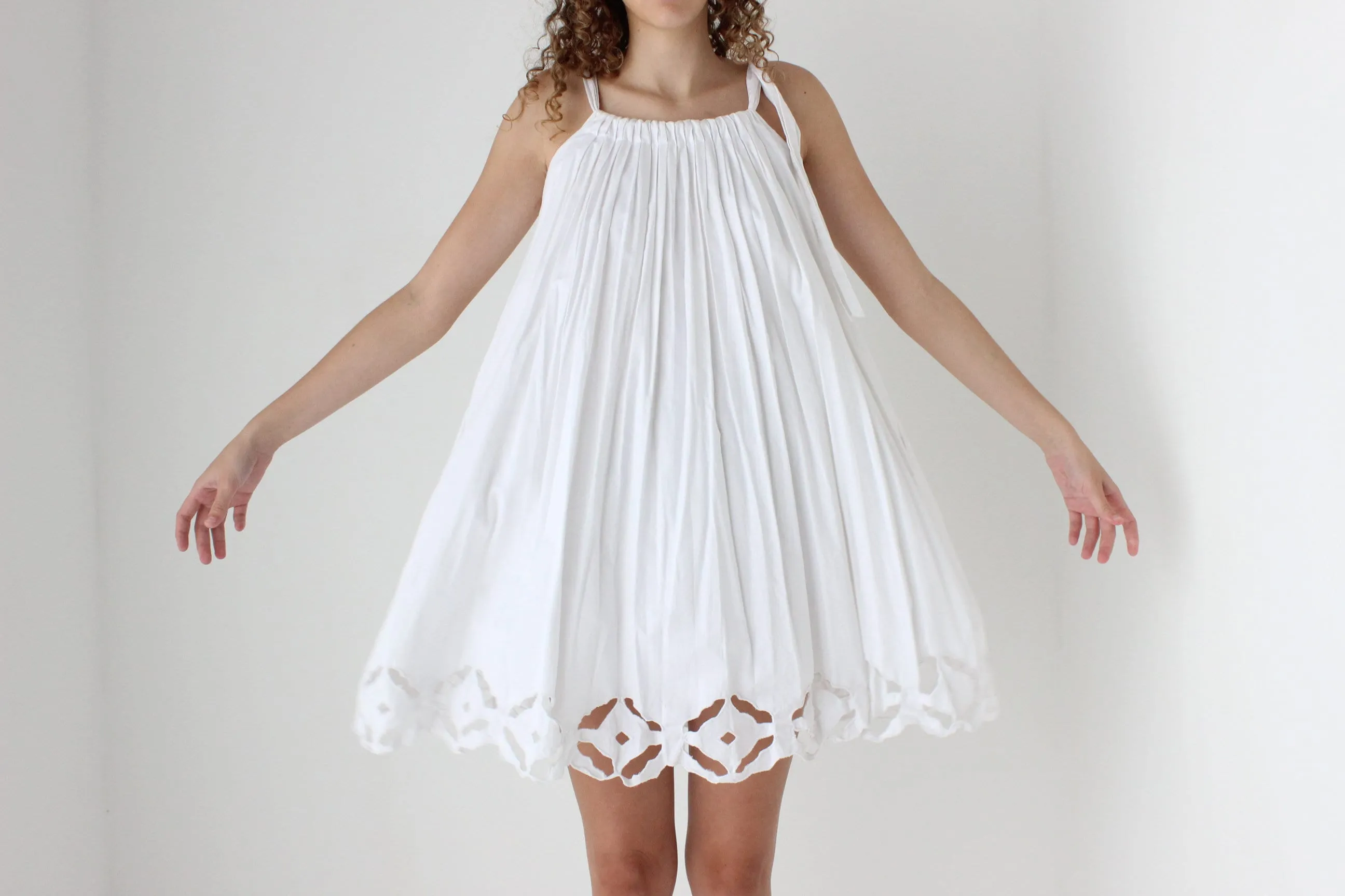 90s Cotton 'Paper Cut Out' Voluminous Trapeze Mini