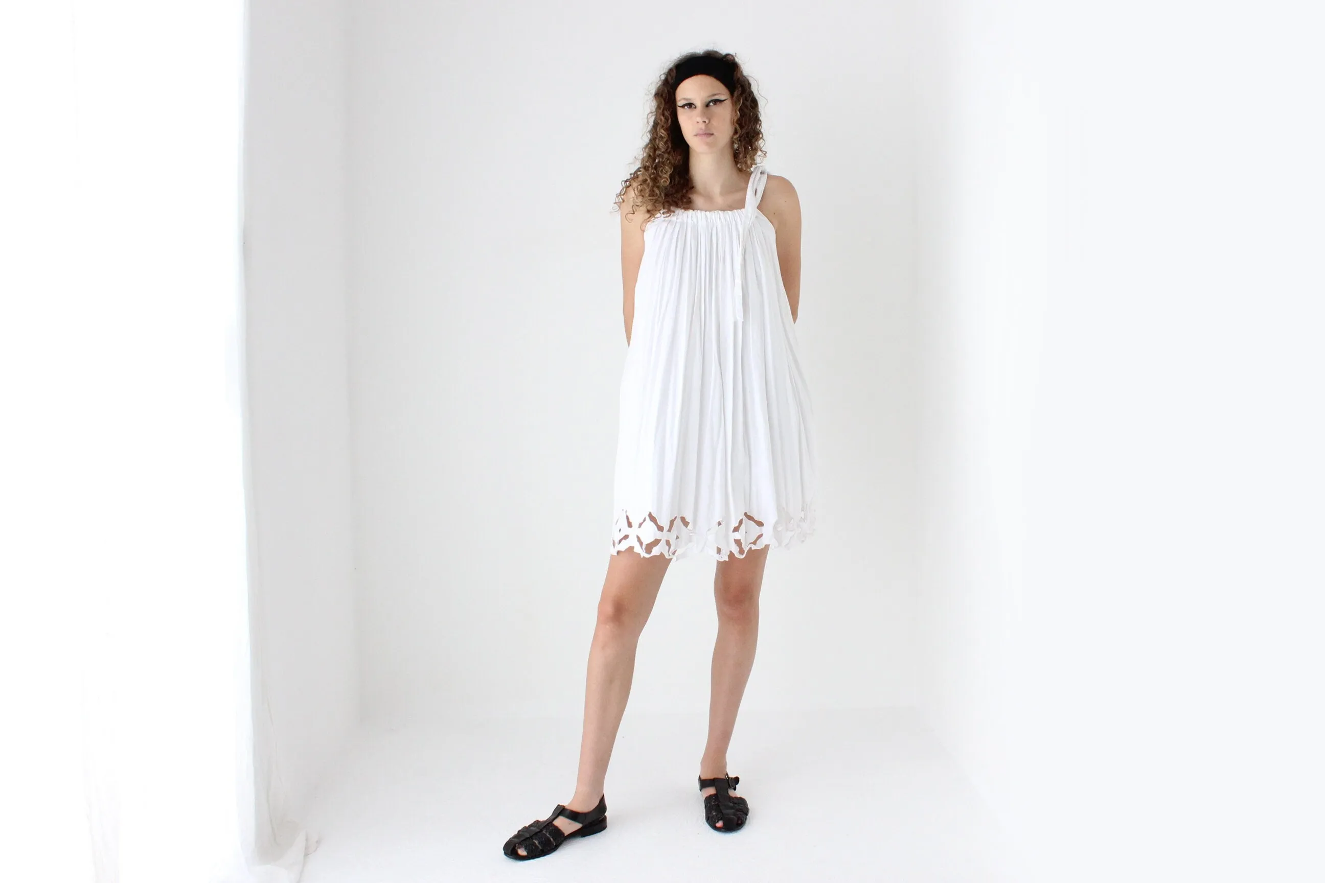 90s Cotton 'Paper Cut Out' Voluminous Trapeze Mini