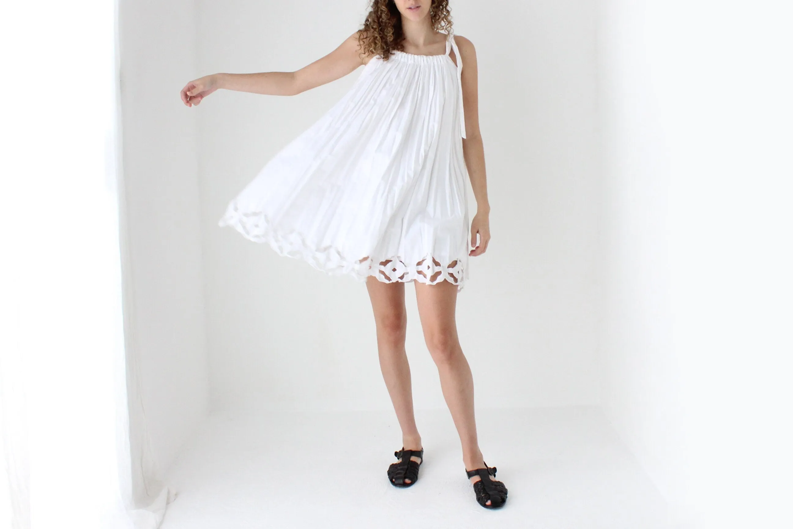 90s Cotton 'Paper Cut Out' Voluminous Trapeze Mini