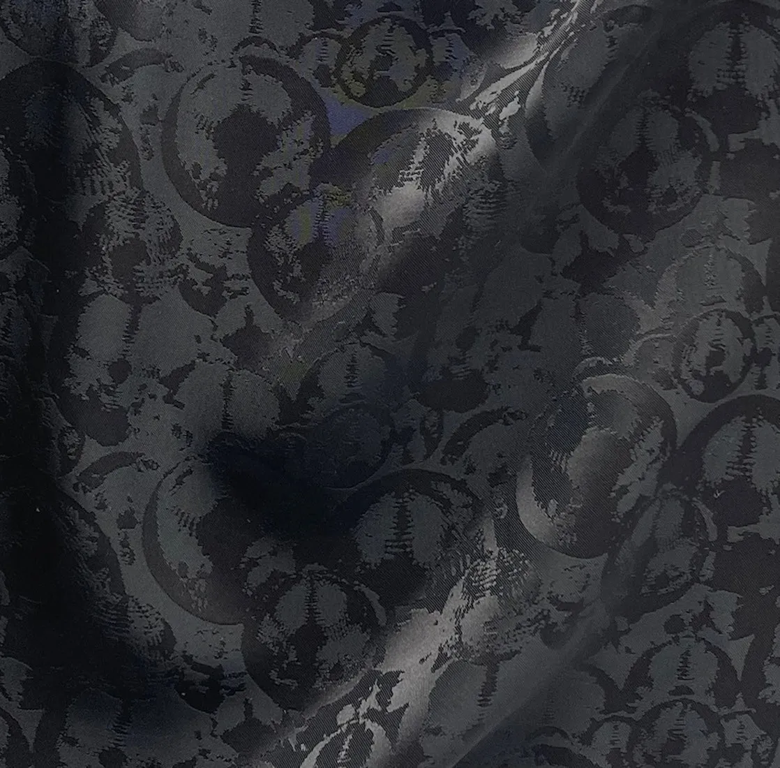 Abstract Ocular Onyx Rayon Viscose Blend Satin Jacquard (Made in Korea)