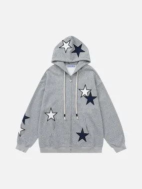 Aelfric Eden Color Blocking Star Zip Up Hoodie