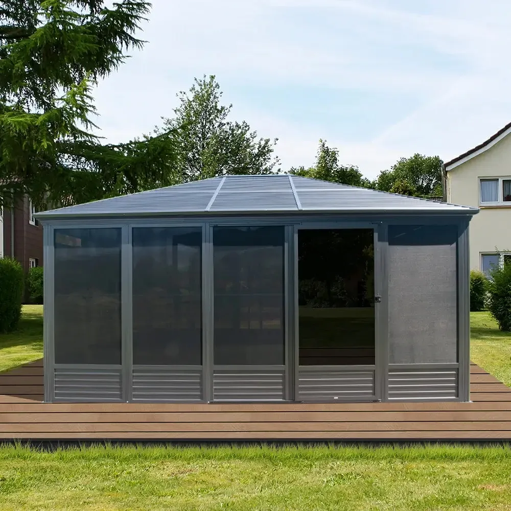 All-Season Sunroom with Double Sliding Doors