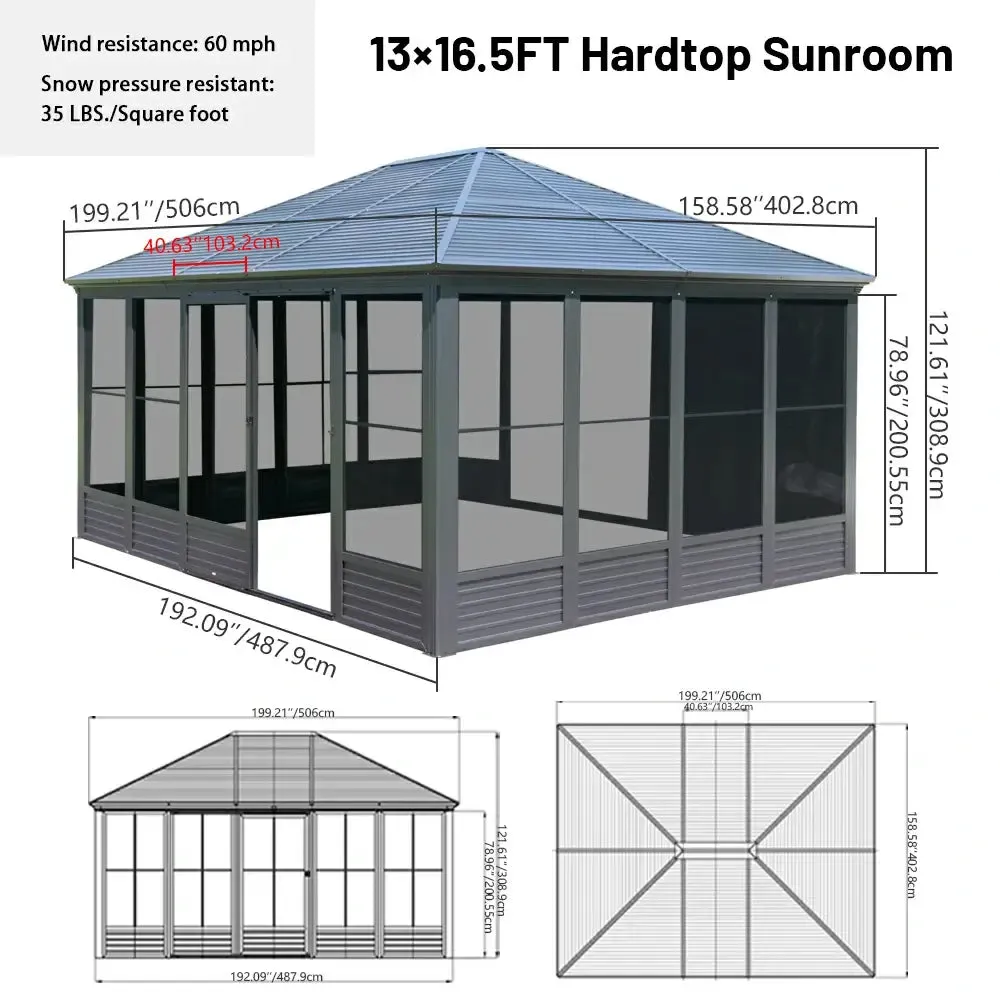 All-Season Sunroom with Double Sliding Doors