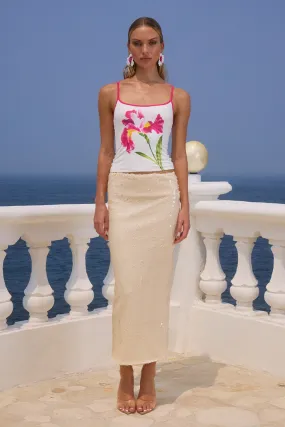 Athena Midi Skirt in Pearl