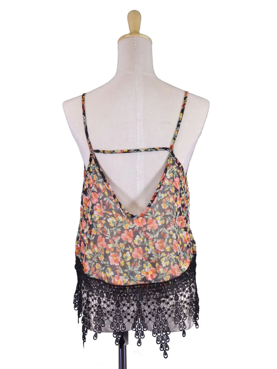 Audrey 3 1 Sweet Admire Garden Floral Chiffon Cropped Top Long Lace Trim