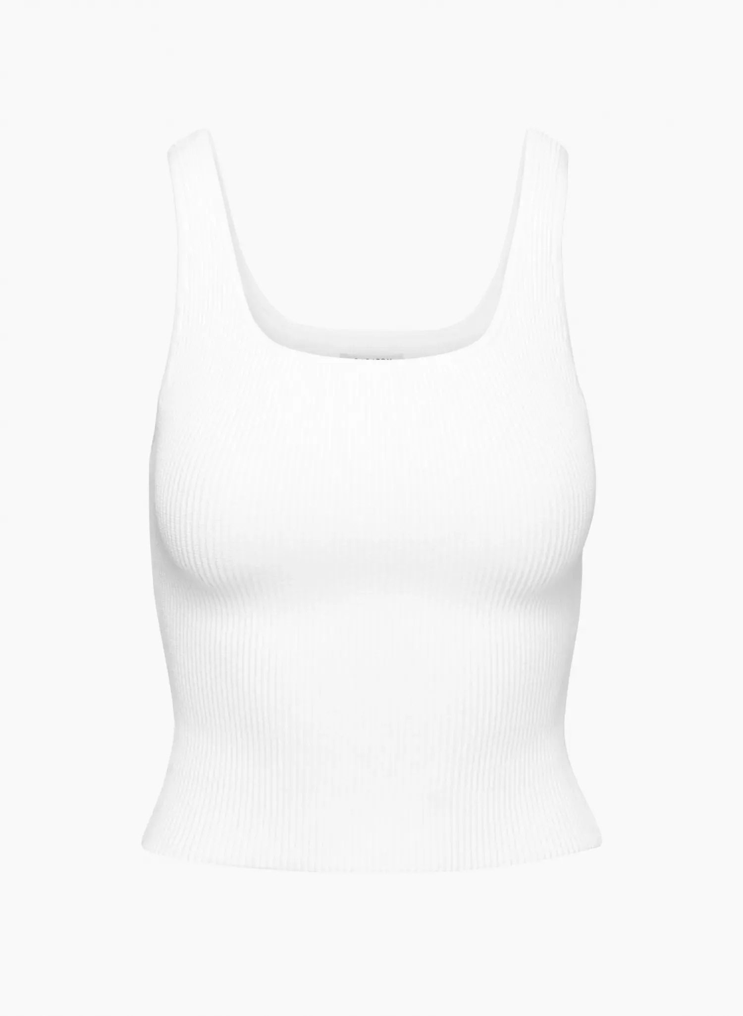 BABATON Women's white rib "Sculp Knit Square Neck Tank" top, S