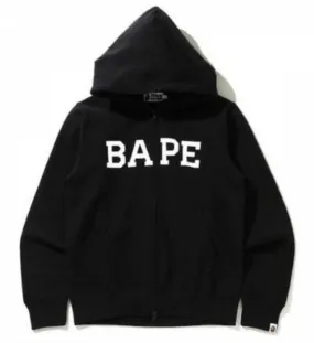 BAPE "Logo and Ape Head" Full Zip Hoodie Black