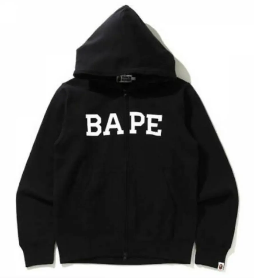 BAPE "Logo and Ape Head" Full Zip Hoodie Black