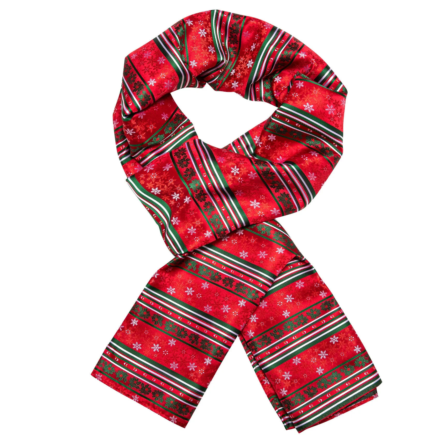 Barry Wang Red Scarf Christmas Red White Snowflake Pattern Winter Scarf