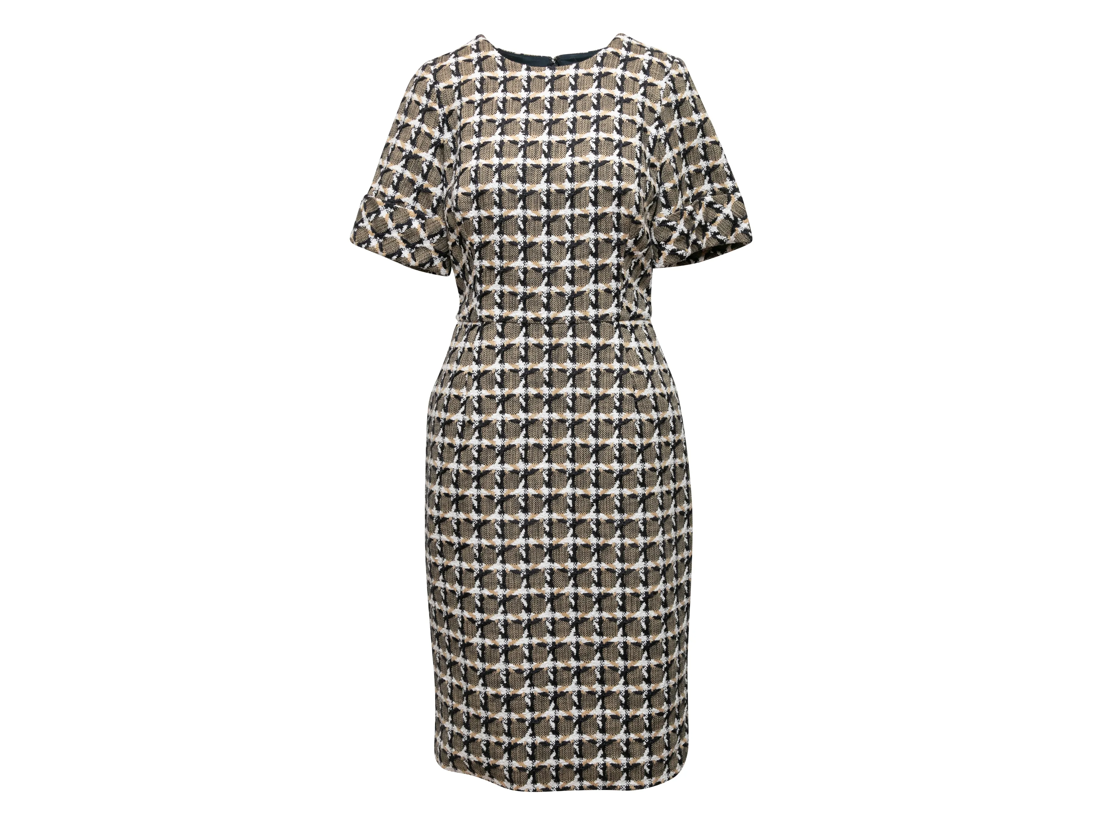 Black & Multicolor Oscar de la Renta Patterned Dress Size US 8