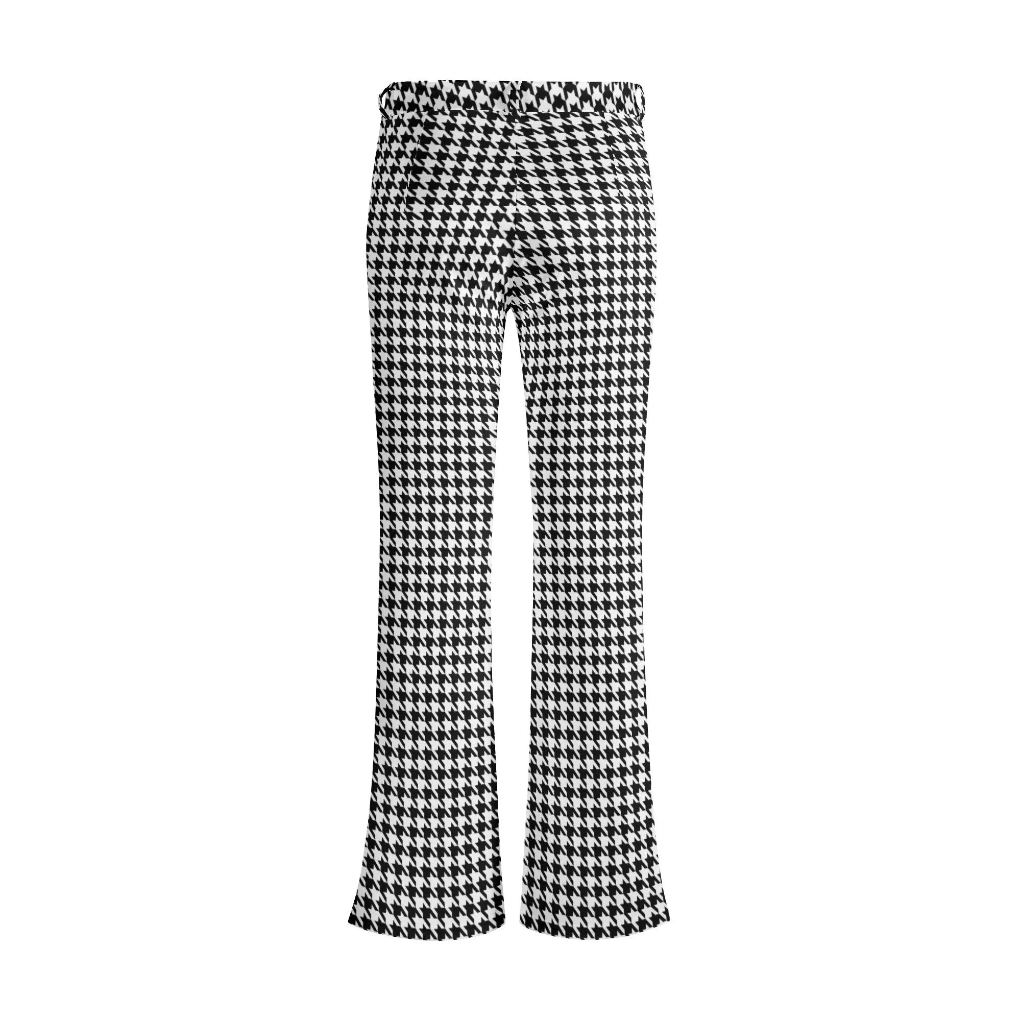 Black Houndstooth Flare Pants, Wide Leg Pants, Black Houndstooth Pants, retro pants women, 60s 70s inspired pants, Vintage style pants