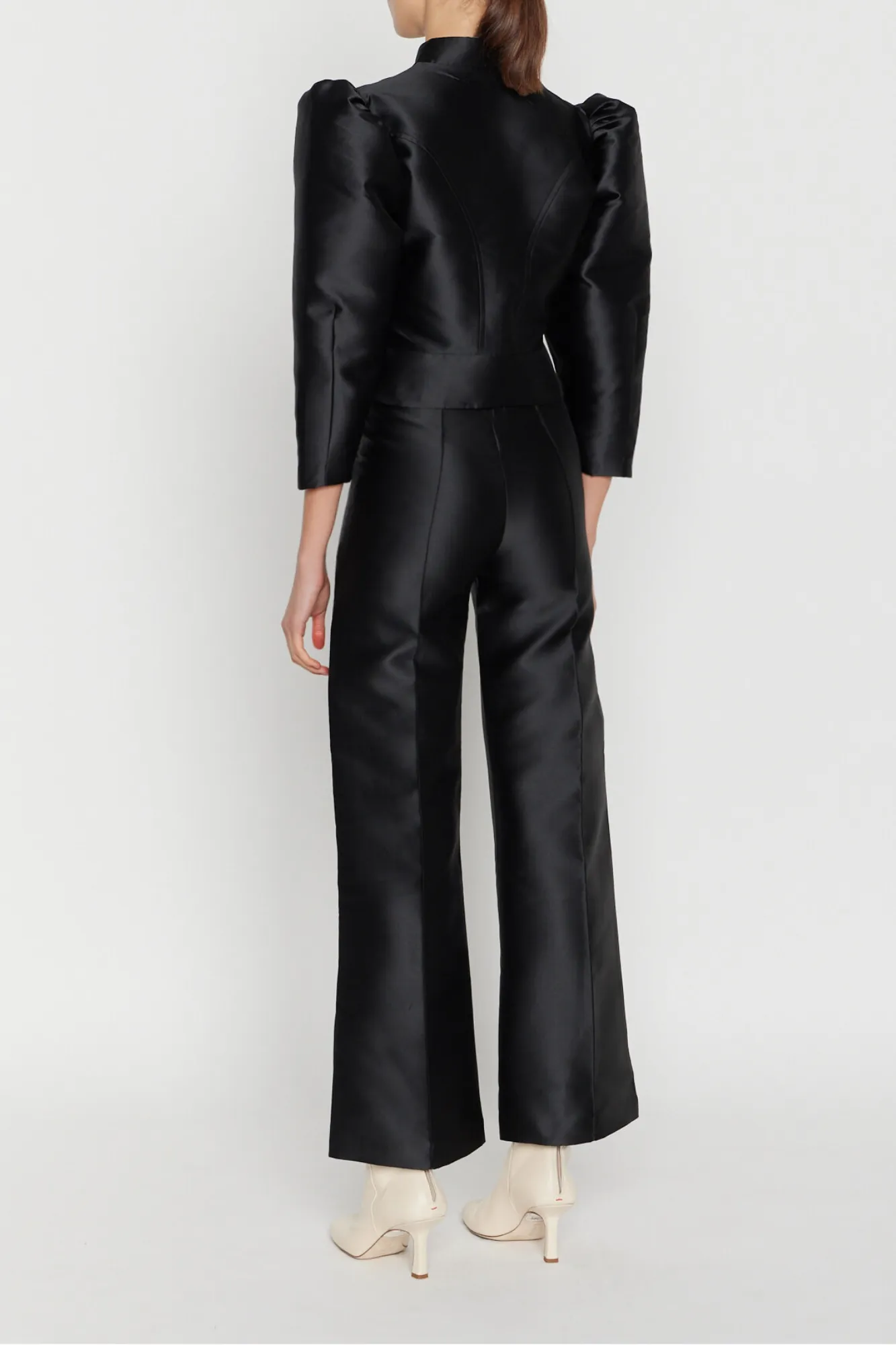 Black Satin Flared Pants