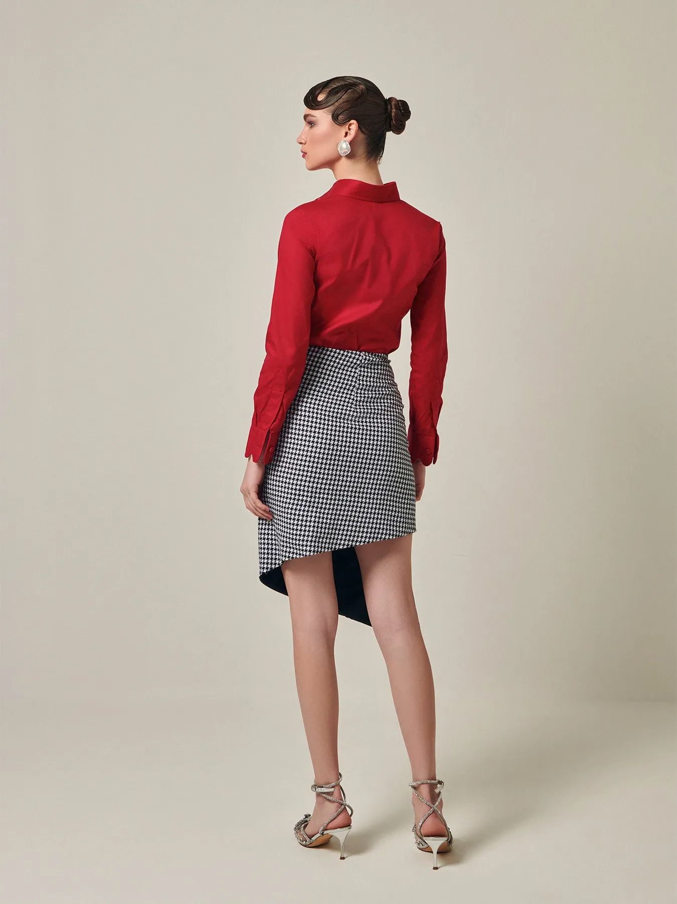Black/Houndstooth Reversible Wrap Skirt