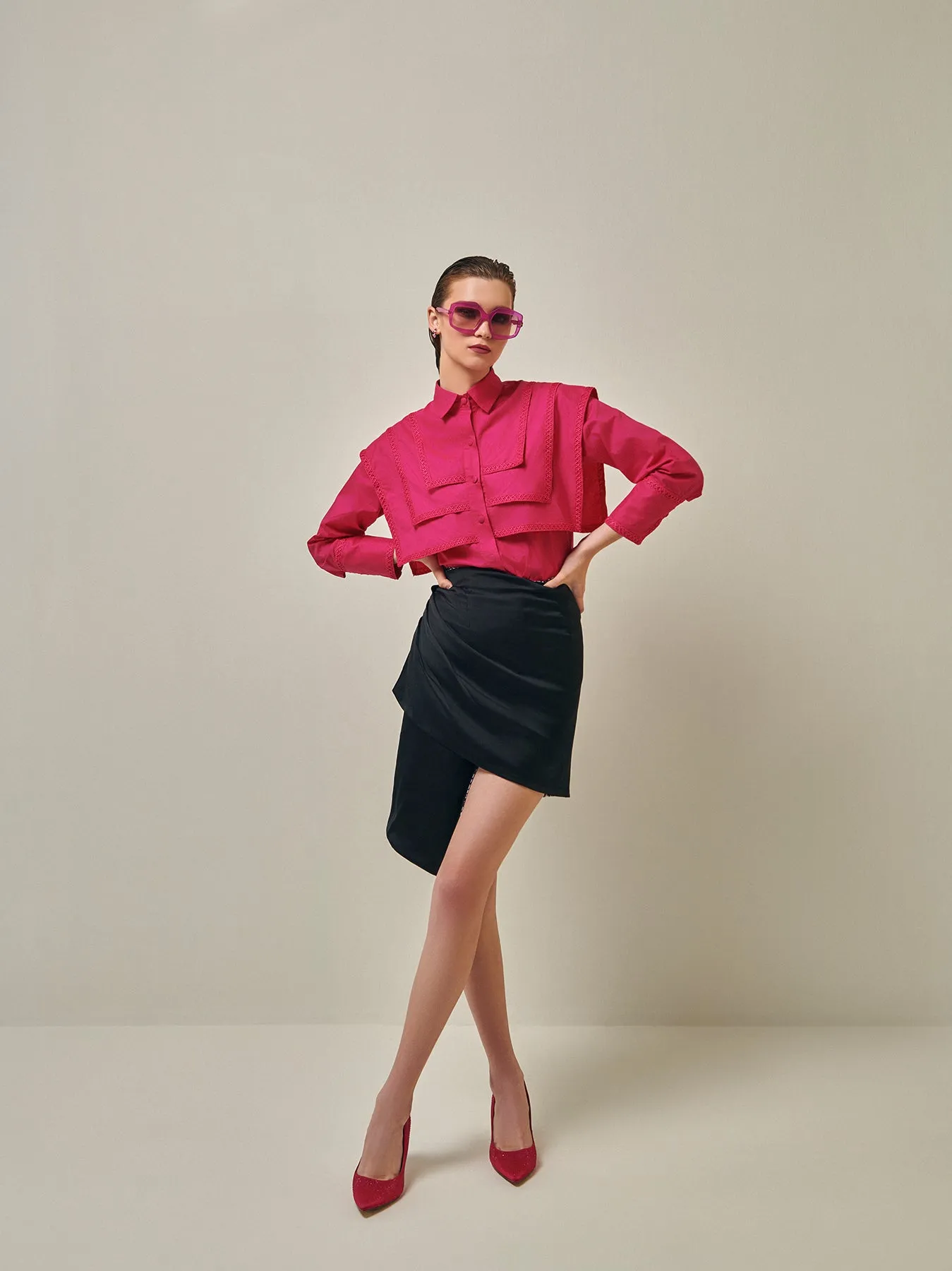 Black/Houndstooth Reversible Wrap Skirt