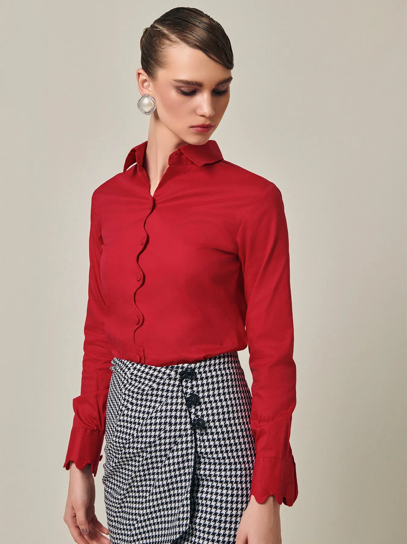 Black/Houndstooth Reversible Wrap Skirt