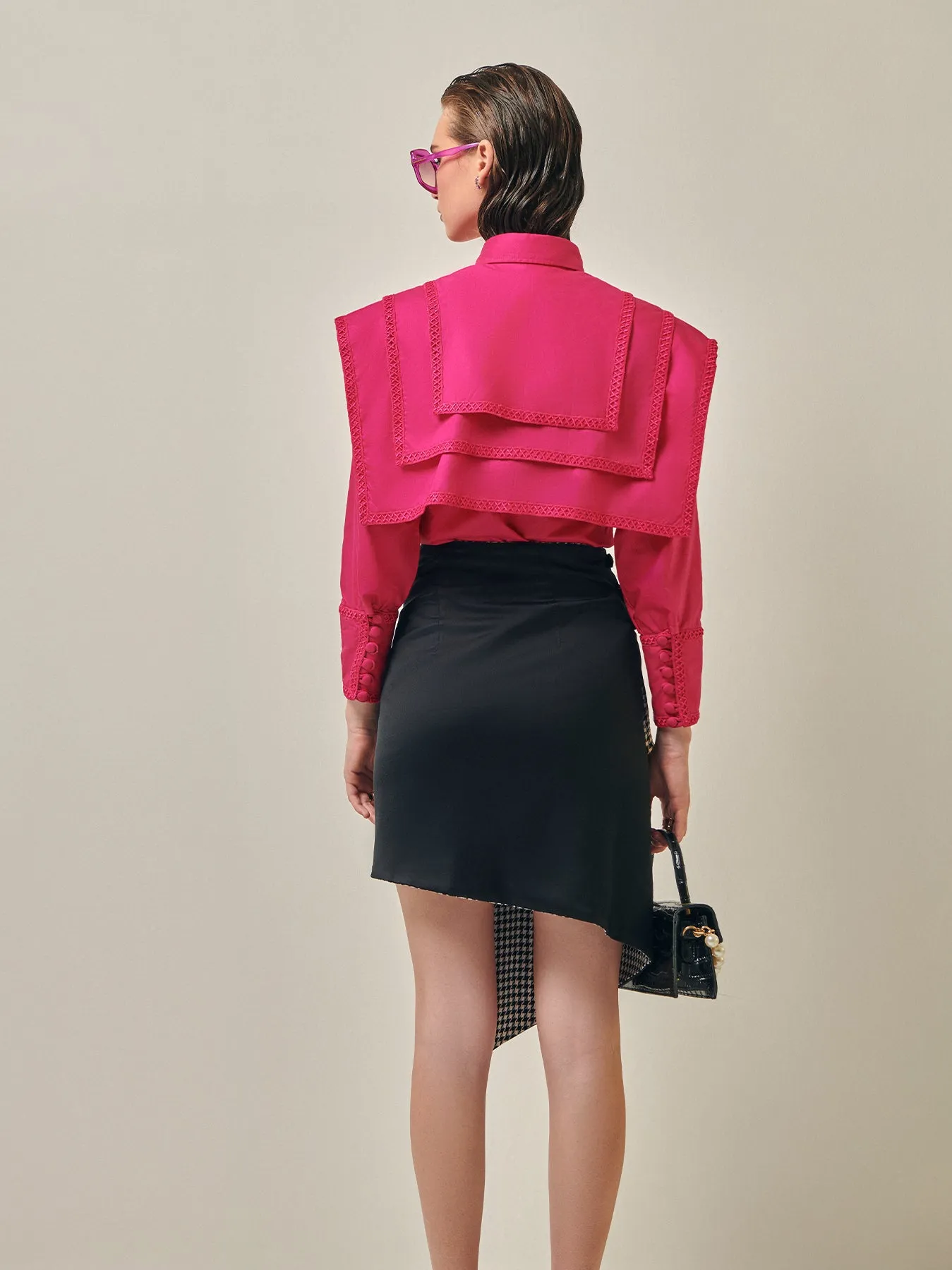 Black/Houndstooth Reversible Wrap Skirt