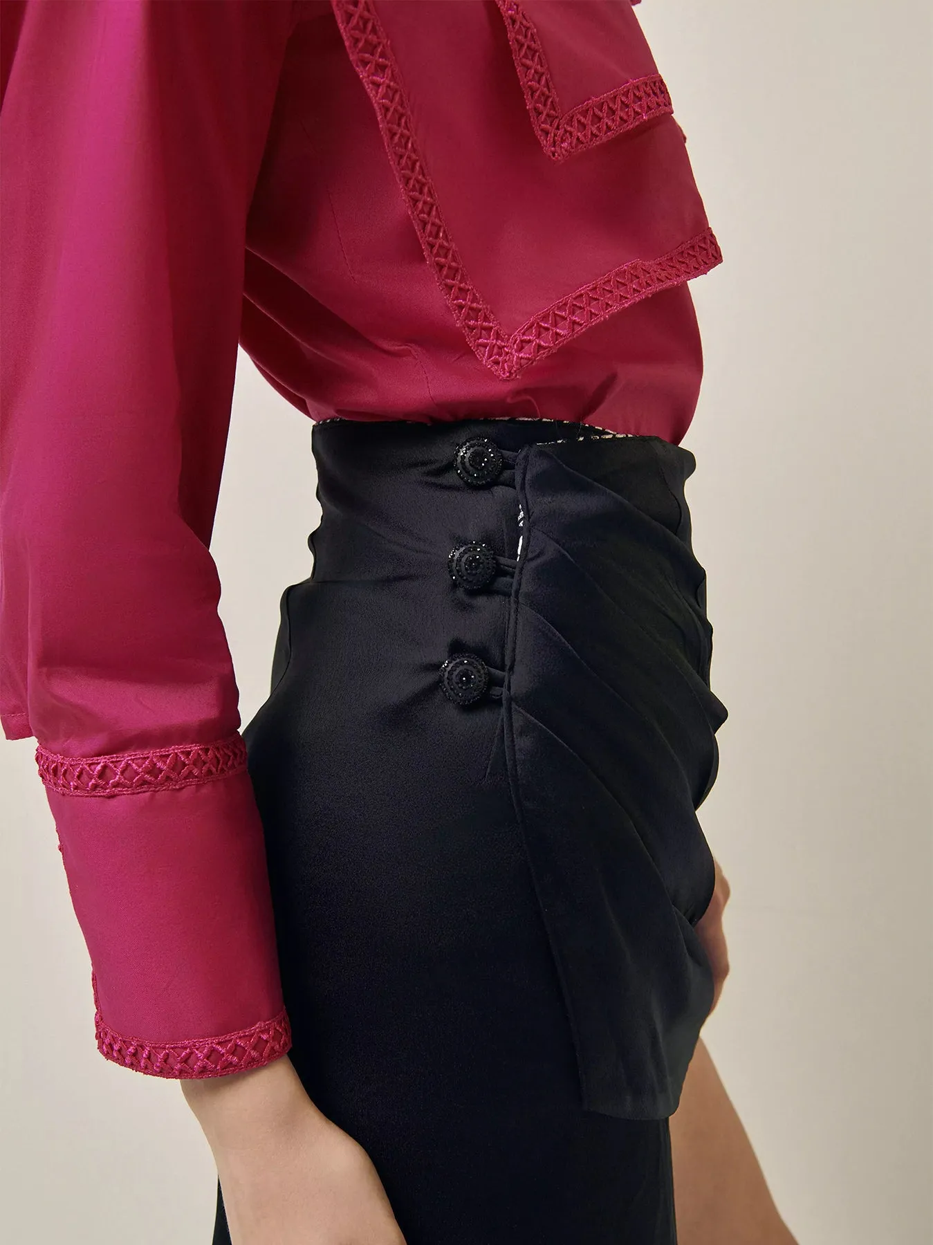Black/Houndstooth Reversible Wrap Skirt