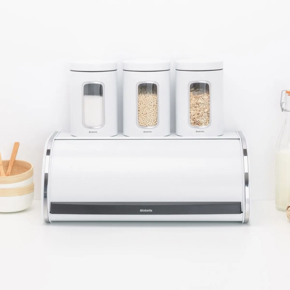 Brabantia Bread Bin Roll Top White Large