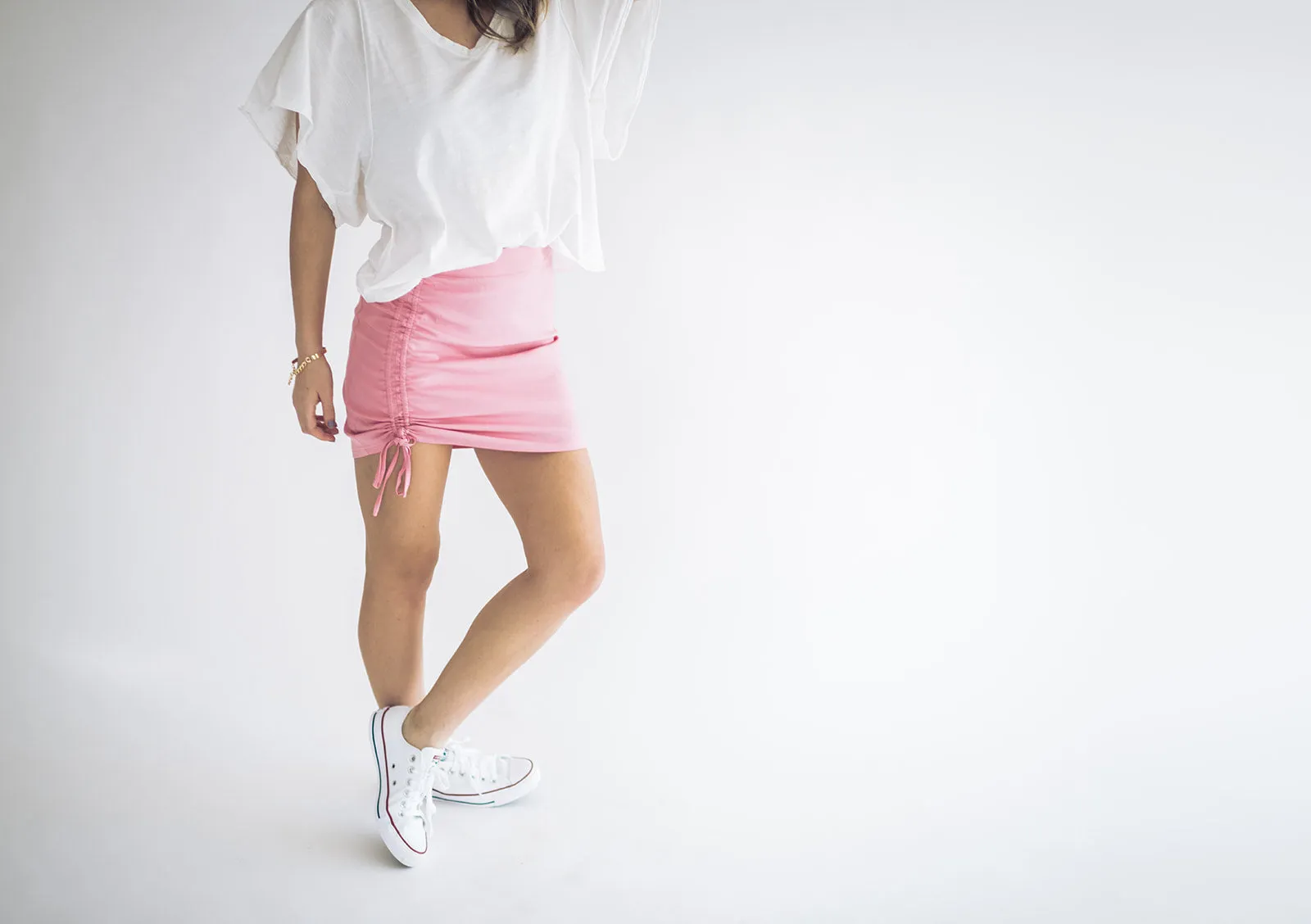 Brynn Cinched Candy Pink Skirt