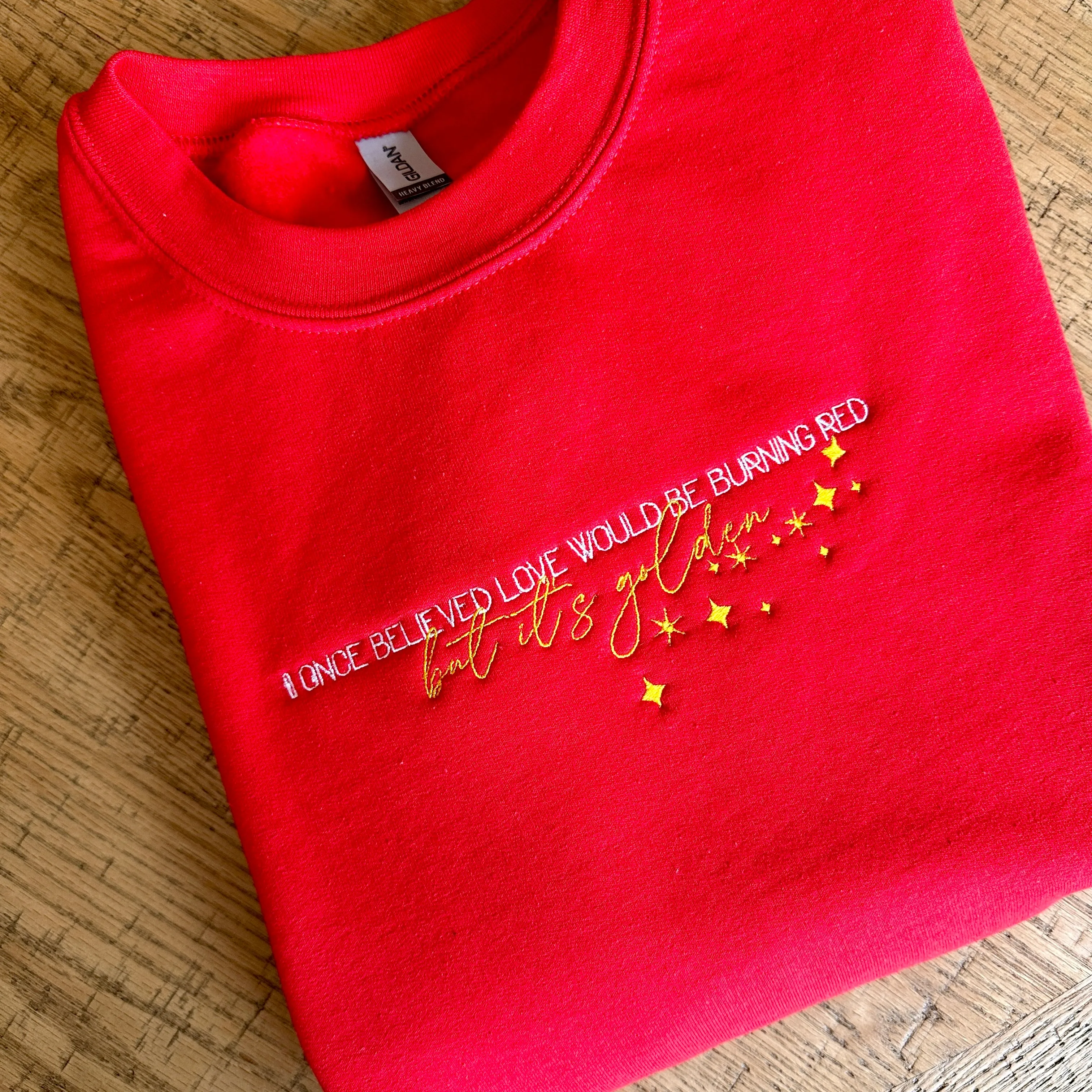 But It's Golden on Red Heavy Blend Sweatshirt