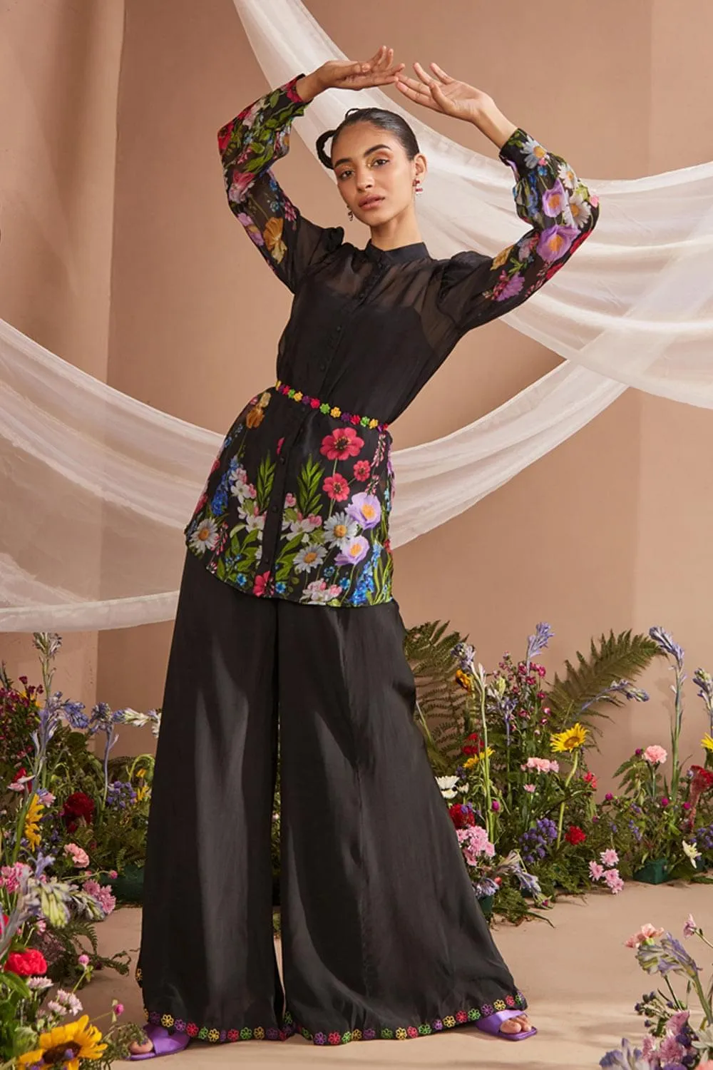 CALLIE FLORAL PRINTED ORGANZA COORD SET
