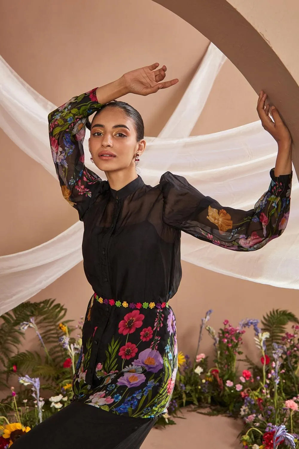 CALLIE FLORAL PRINTED ORGANZA COORD SET