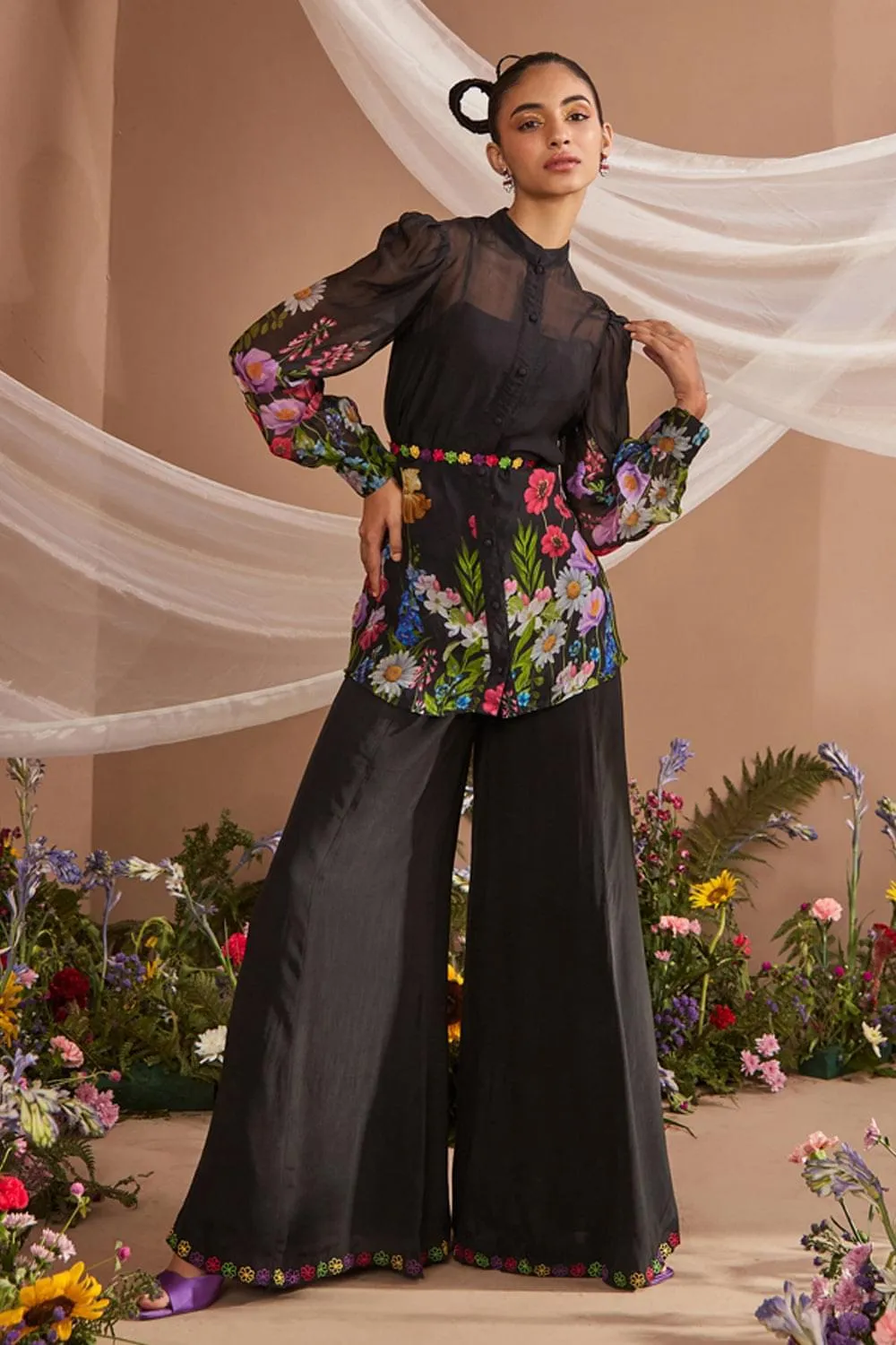 CALLIE FLORAL PRINTED ORGANZA COORD SET