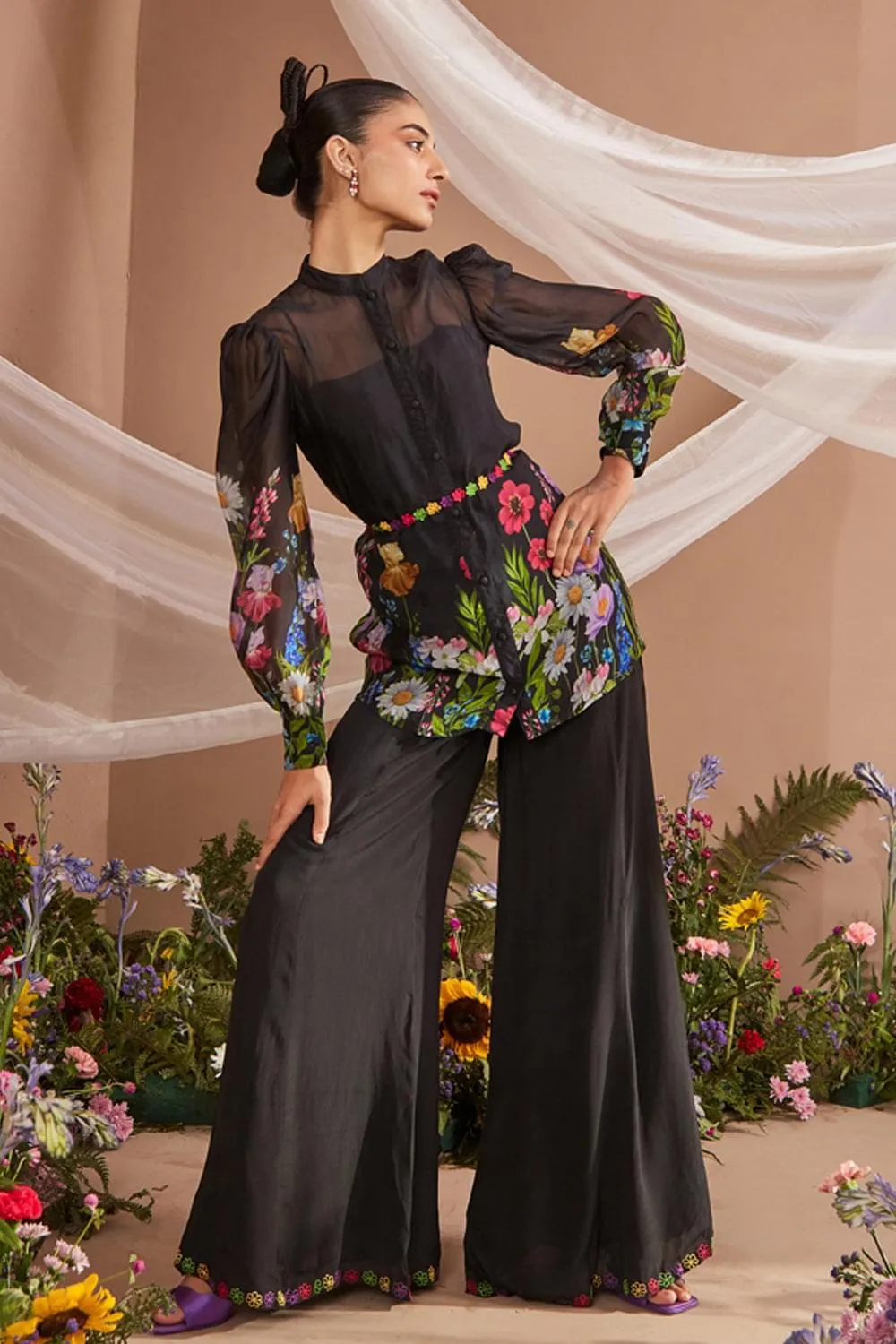 CALLIE FLORAL PRINTED ORGANZA COORD SET