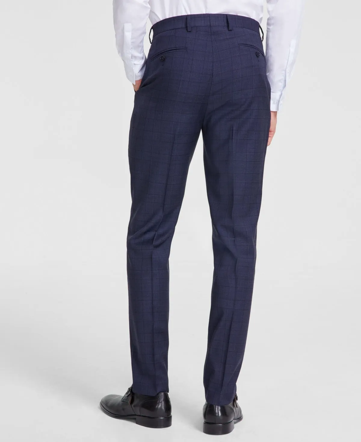 Calvin Klein Mens Slim fit Dress Pants 38 / 32 Blue Plaid