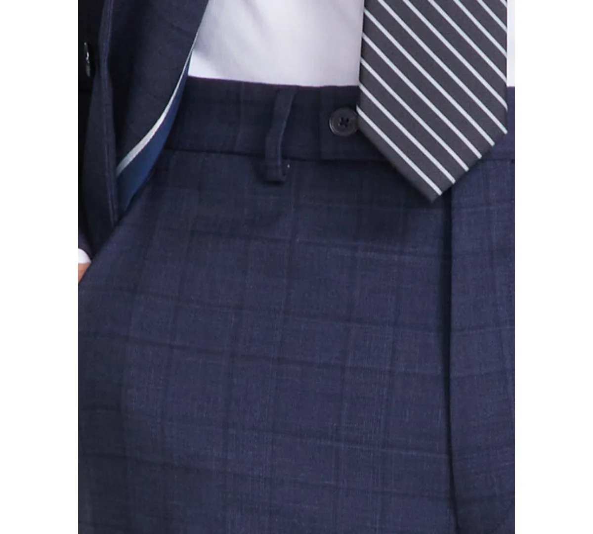 Calvin Klein Mens Slim fit Dress Pants 38 / 32 Blue Plaid