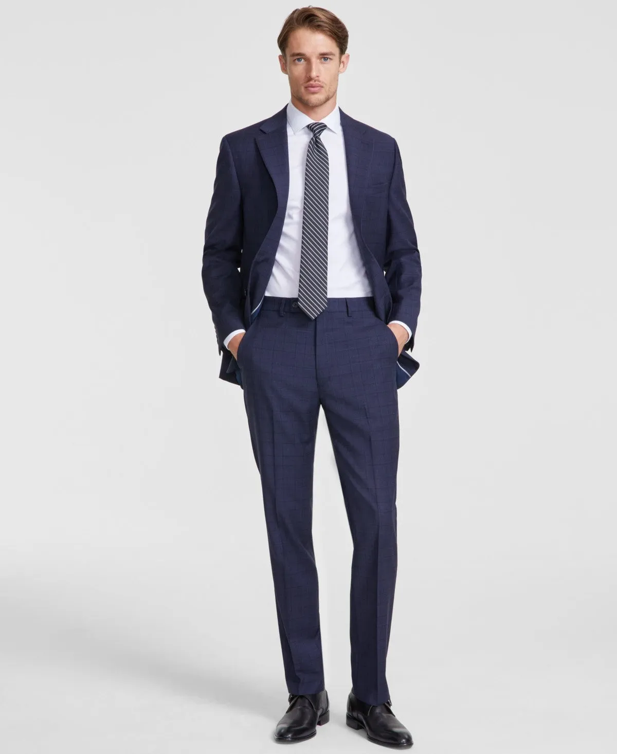 Calvin Klein Mens Slim fit Dress Pants 38 / 32 Blue Plaid