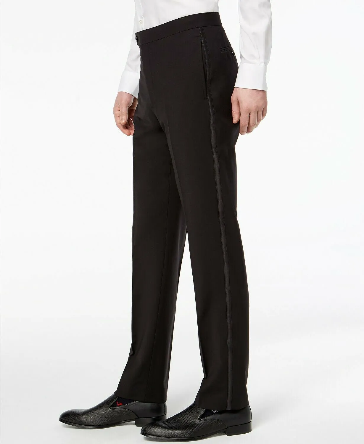 Calvin Klein Mens Slim fit Dress Tuxedo Pants 34 / 32 Black Stretch