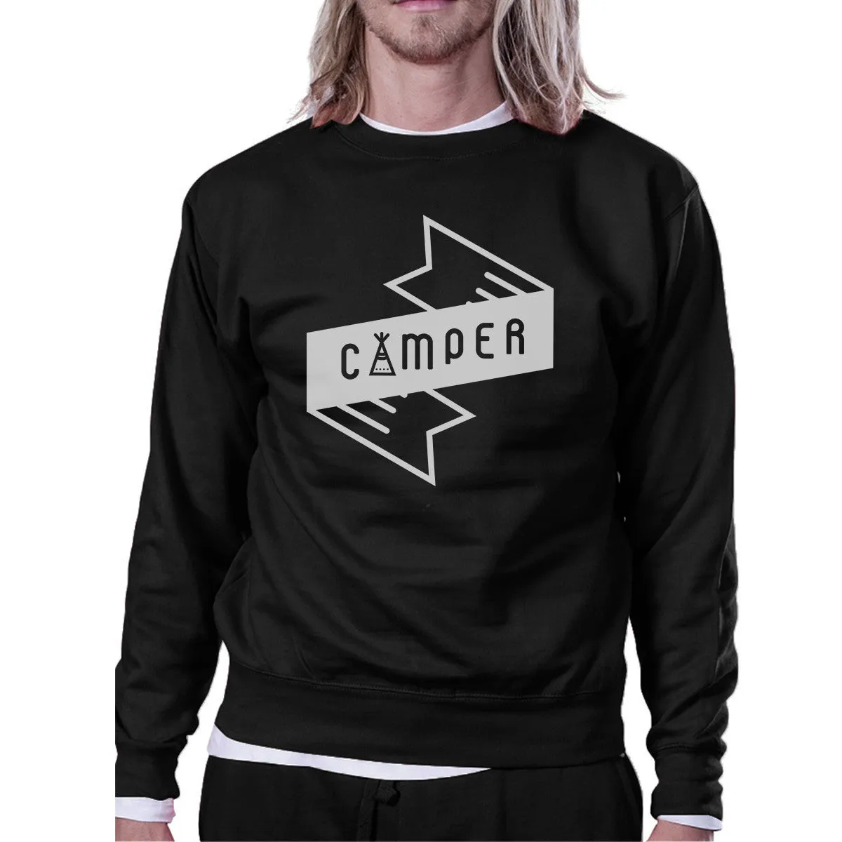 Camper Black Sweatshirt Trendy Design Fleece Cute Gift For Camping