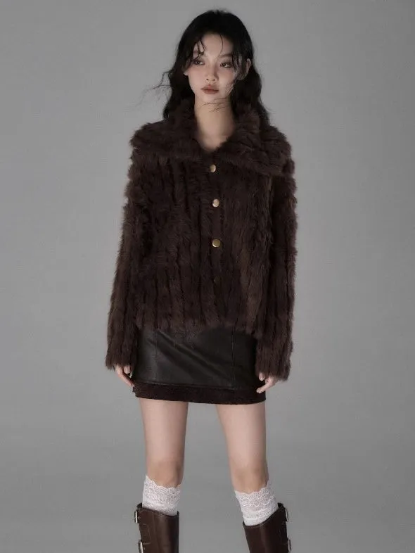 Chain Butterfly Raw Edge PU Leather Skirt