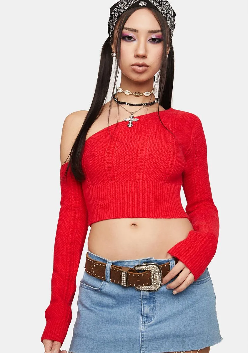 Cherry Drive You Wild Cropped Sweater