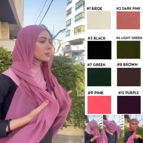 Chiffon Instant Hijab Scarfs Stretchable Shawl with Neck Cover